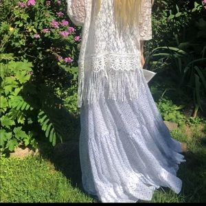 White lace fringe shawl